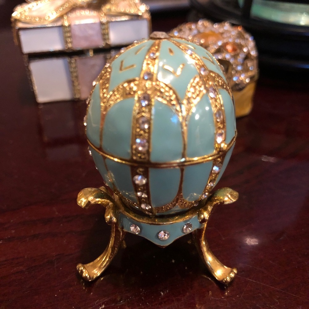 Porcelain jeweled egg on a stand from Hobby lobby